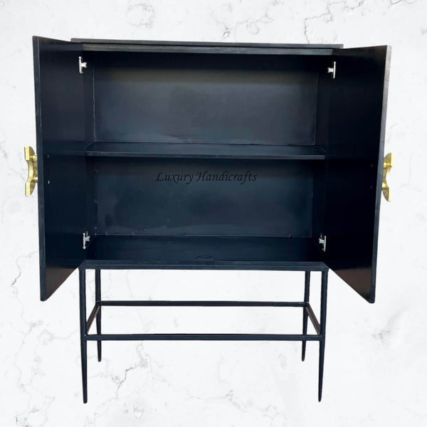 FUSION Full Bone Inlay Bar Cabinet Black