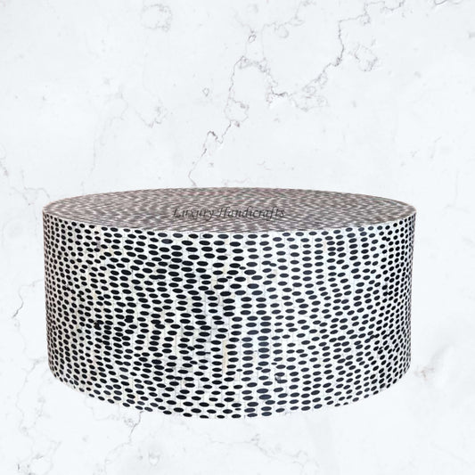 FUSION Full Bone Inlay Round Coffee Table Black