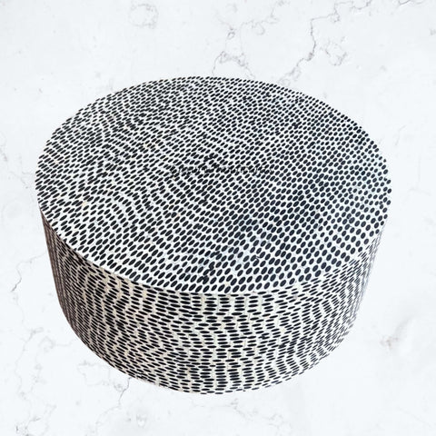 FUSION Full Bone Inlay Round Coffee Table Black