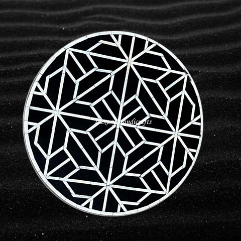 FUSION Geometric Bone Inlay Round Side Table