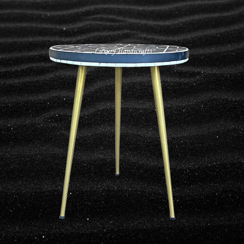 FUSION Geometric Bone Inlay Round Side Table