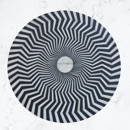FUSION Bone Inlay Round Side Table Black