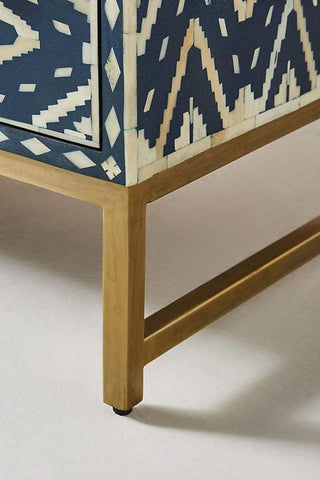 Ikat Bone Inlay 6 Drawers Chest Indigo Blue