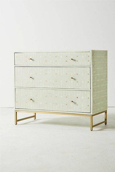 Sprout Bone Inlay Chest of 3 Drawers Light Green