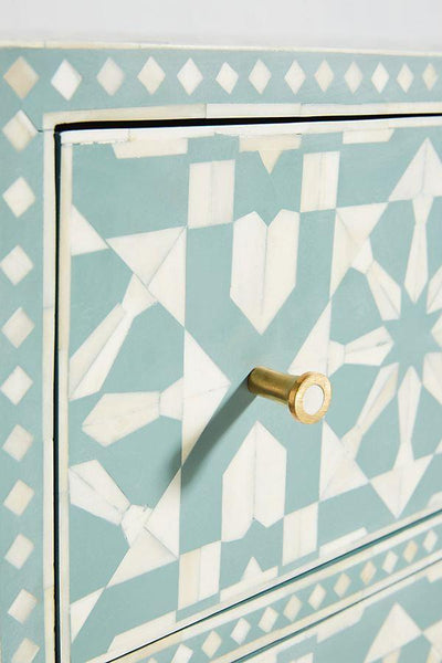 Bone Inlay Moroccan Design 6 Drawers Green