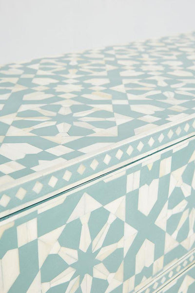 Bone Inlay Moroccan Design 6 Drawers Green