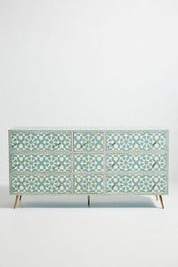 Bone Inlay Moroccan 9 Drawer Chest Green