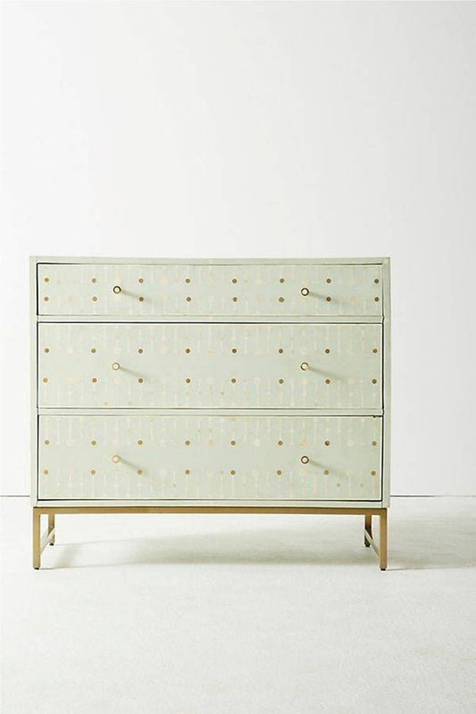 Sprout Bone Inlay Chest of 3 Drawers Light Green