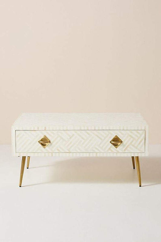 Optical Inlay Coffee Table White