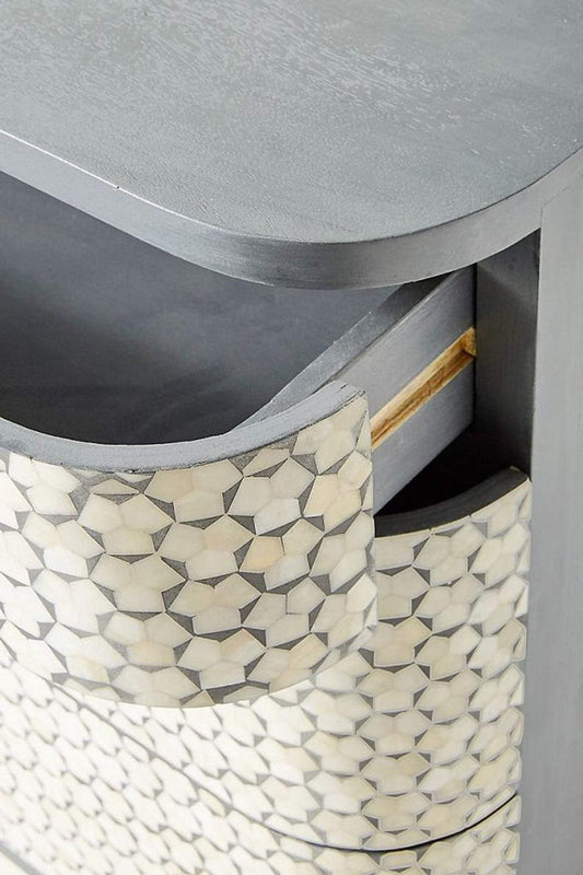 Targua Bone Inlay 3 Drawer Chest Grey