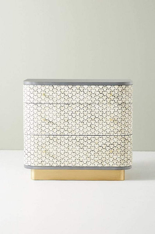 Targua Bone Inlay 3 Drawer Chest Grey