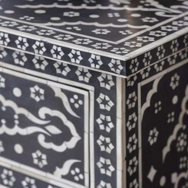 Heritage Bone Inlay Chest of 3 Drawers Black