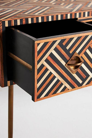 Bone Inlay Optical 2 Drawer Desk Black