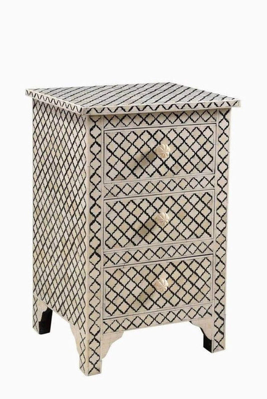 Tikdi Bone Inlay 3 drawers Nightstand black