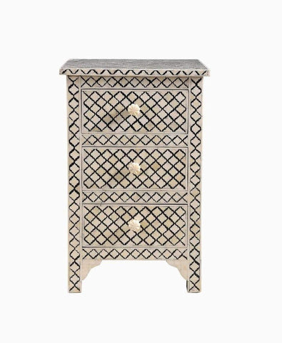 Tikdi Bone Inlay 3 drawers Nightstand black