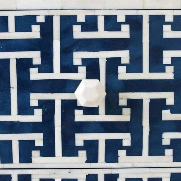 Tetris Bone Inlay Chest of 3 Drawer Blue