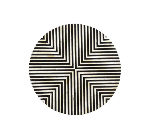 Bone Inlay Coffee Table Diamond Stripe Black