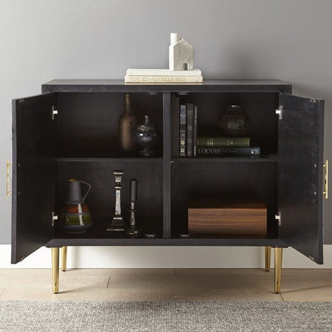 Bone Inlay Artifact 2 Door Cabinet Black