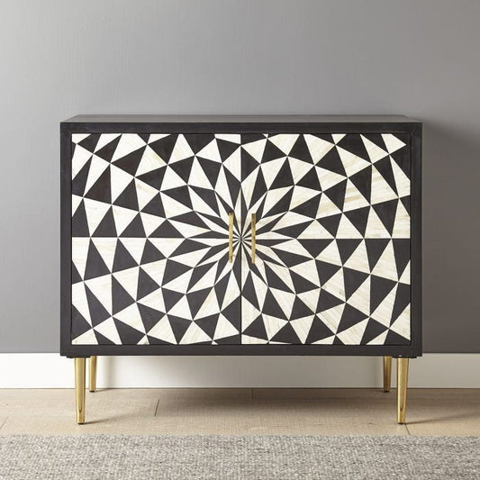 Bone Inlay Artifact 2 Door Cabinet Black