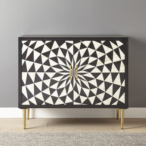 Bone Inlay Artifact 2 Door Cabinet Black