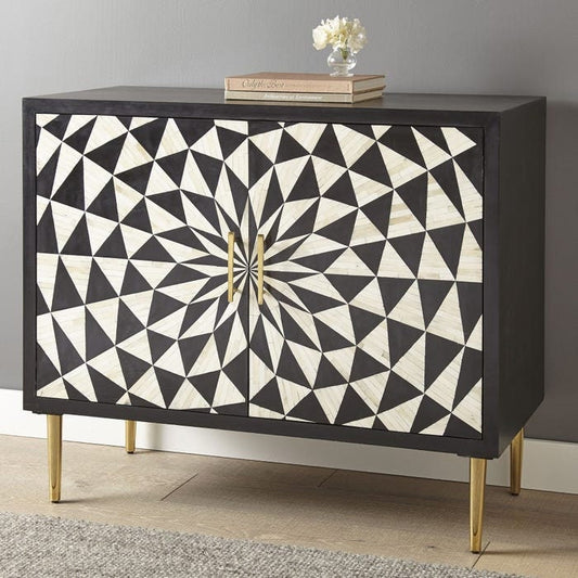 Bone Inlay Artifact 2 Door Cabinet Black