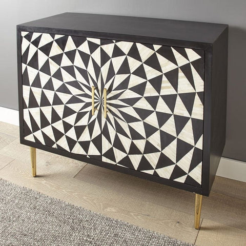 Bone Inlay Artifact 2 Door Cabinet Black