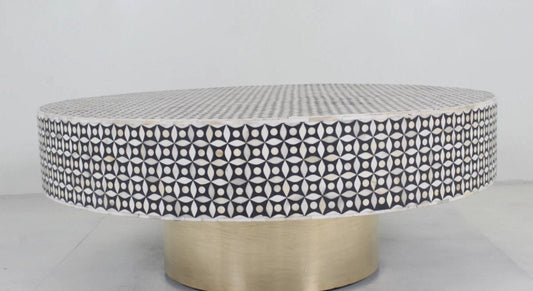 Geometric Bone Inlay Coffee Table Black