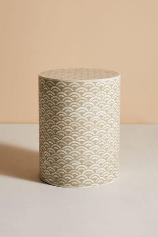Bone Inlay Arc Design End Table Brown