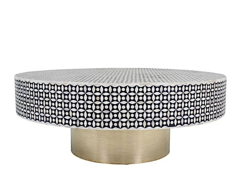 Geometric Bone Inlay Coffee Table Black