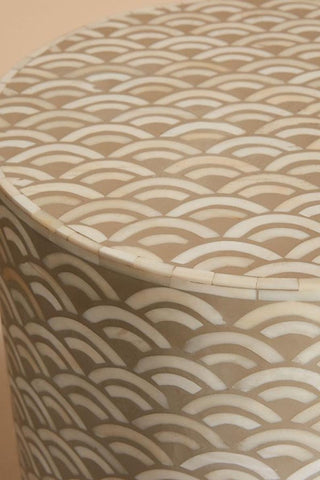 Bone Inlay Arc Design End Table Brown