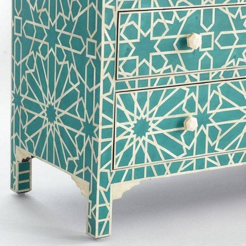Marrakeesh Bone Inlay Chest Of 4 Drawers Green