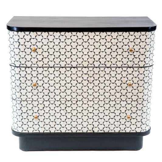 Targua Bone Inlay 3 Drawer Chest Black