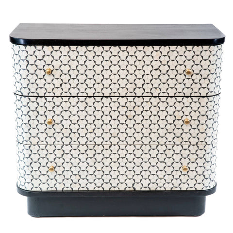 Targua Bone Inlay 3 Drawer Chest Black