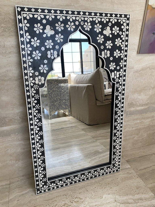 Bone Inlay Butterfly Mirror Black