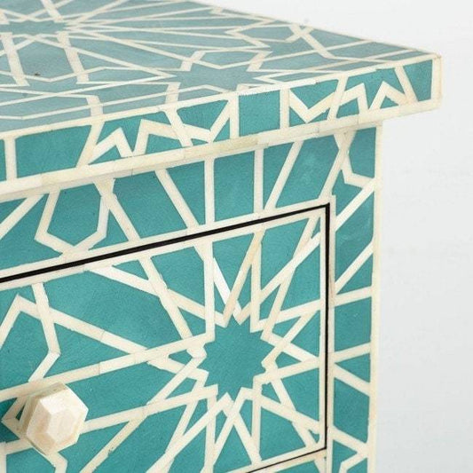 Marrakeesh Bone Inlay Chest Of 4 Drawers Green