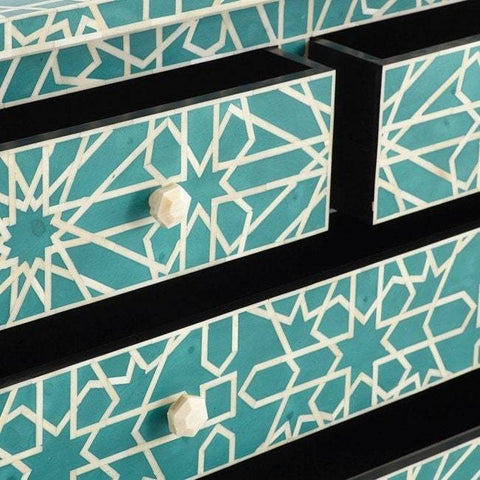Marrakeesh Bone Inlay Chest Of 4 Drawers Green