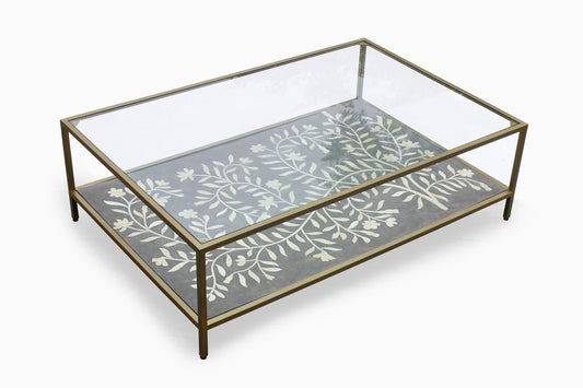 Flower Bone Inlay Coffee Table Grey