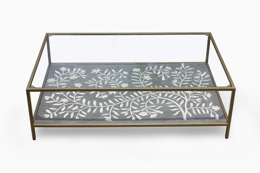 Flower Bone Inlay Coffee Table Grey