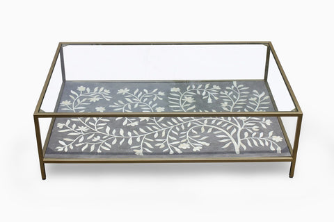 Flower Bone Inlay Coffee Table Grey