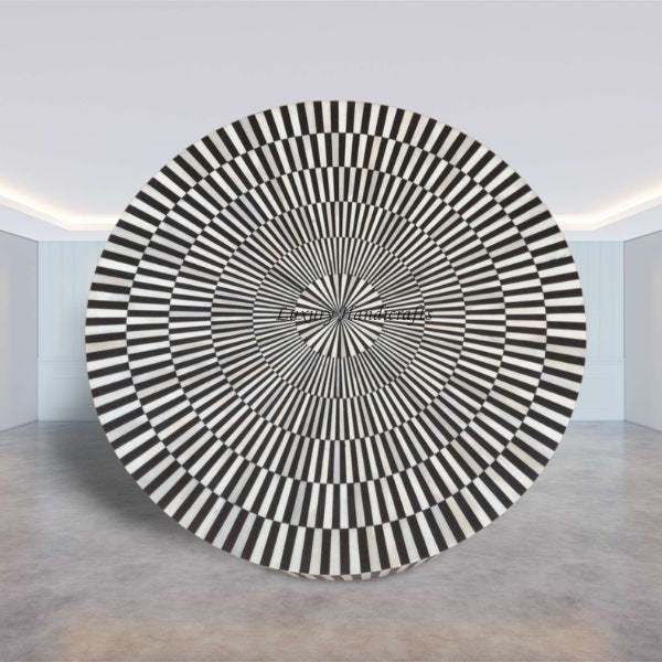 Illusion Round Bone Inlay Coffee Table Black