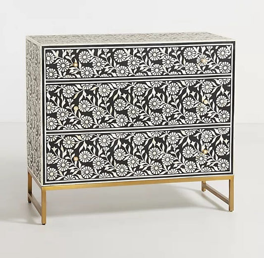Lalita Inlay Three Drawer Dresser Black