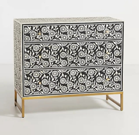 Lalita Inlay Three Drawer Dresser Black