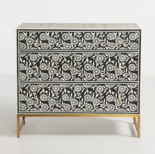 Lalita Inlay Three Drawer Dresser Black