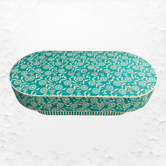 Luxury Laila Bone Inlay Coffee Table Teal Green