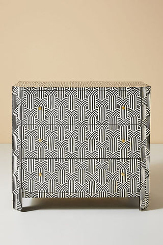 Black Midtown Bone Inlay Three Drawer Dresser