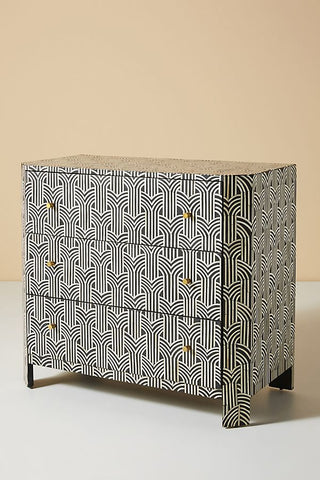 Black Midtown Bone Inlay Three Drawer Dresser