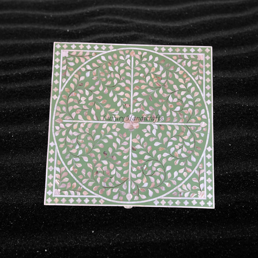 MOP Inlay Scroll Vine Bedside Green – Luxury Handicrafts