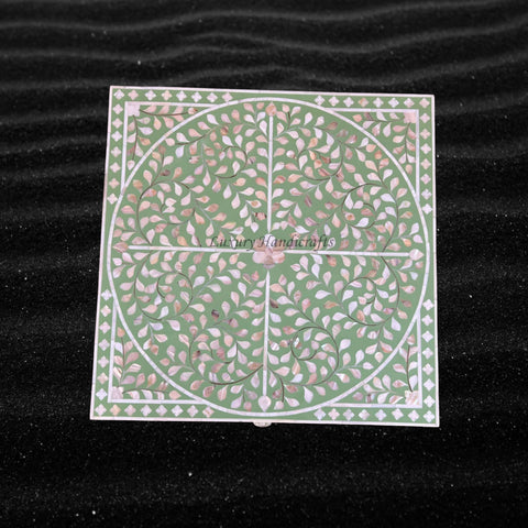 MOP Inlay Scroll Vine Bedside Green