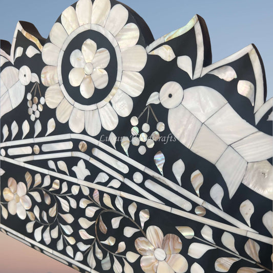 Mother of Pearl Inlay Parrot Mirror Black