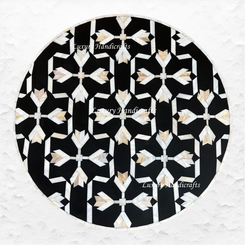 MOP Inlay Lotus Accent Table Black – Luxury Handicrafts